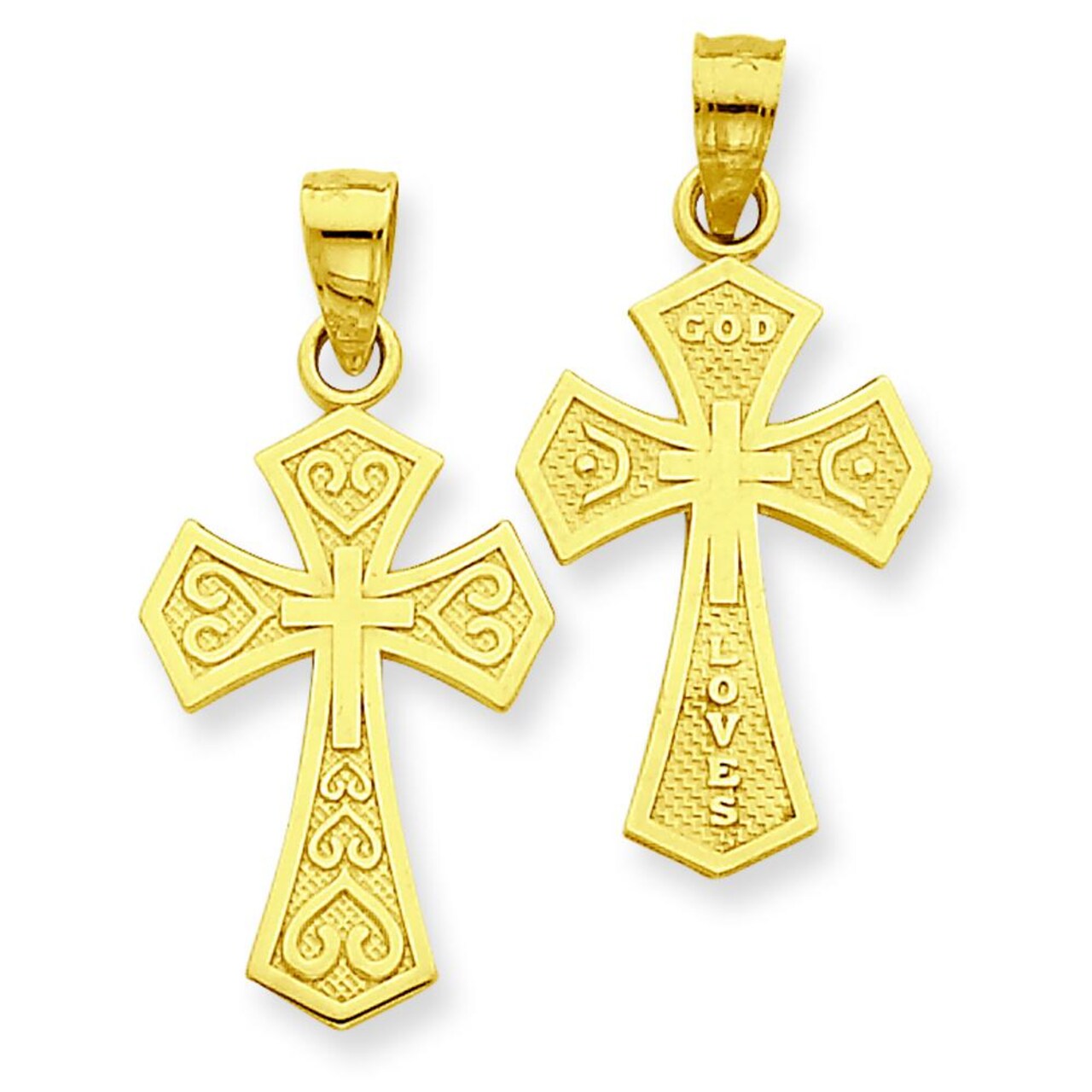14K Gold Reversible Passion Cross Pendant Charm Jewelry 26mm x 12mm